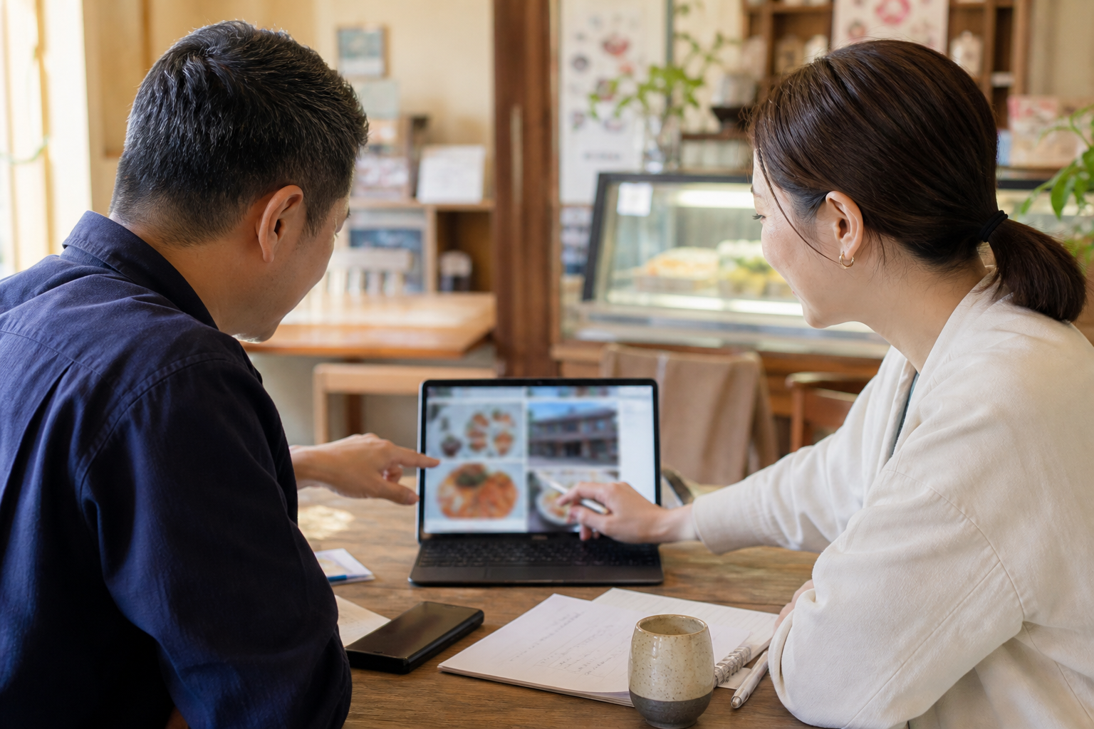 店舗情報を一緒に整備する様子